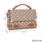 Designer-Inspired Geometric Pattern Sling Handbag - Light Khaki
