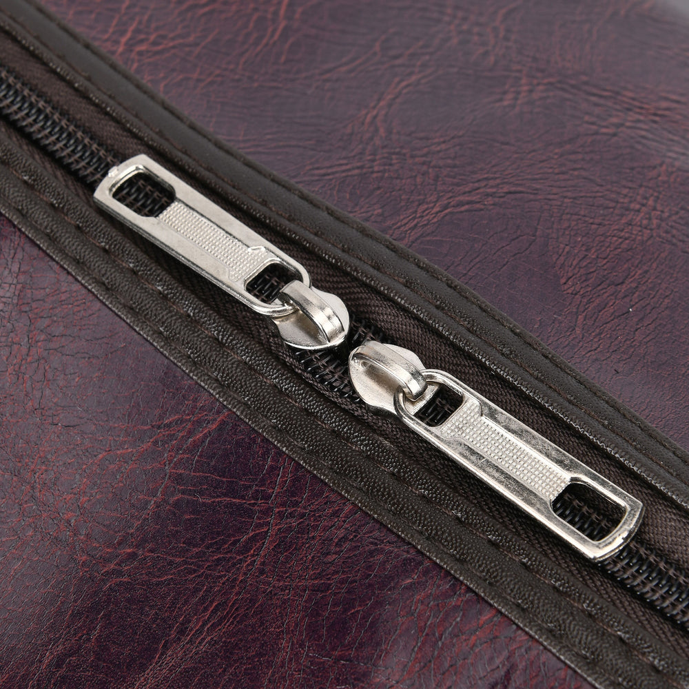 Designer Inspired Travel Duffle Bag with Shoulder Strap - Burgundy