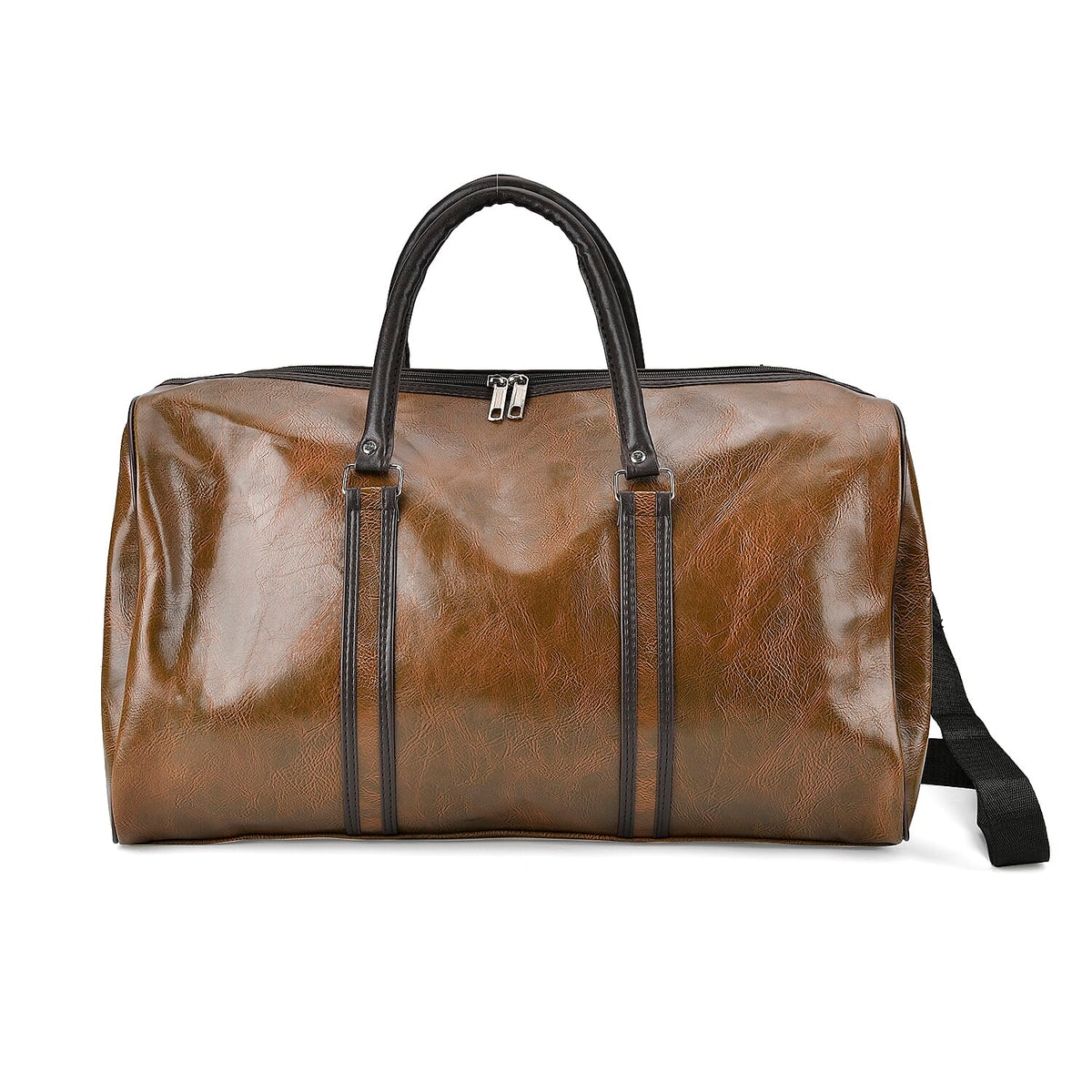 Designer Inspired Travel Duffle Bag with Shoulder Strap - Grey