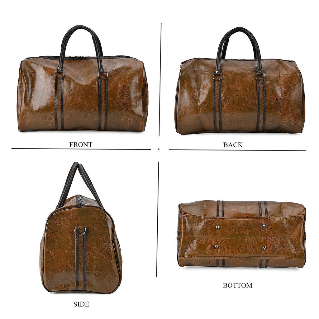 Designer Inspired Travel Duffle Bag with Shoulder Strap - Grey