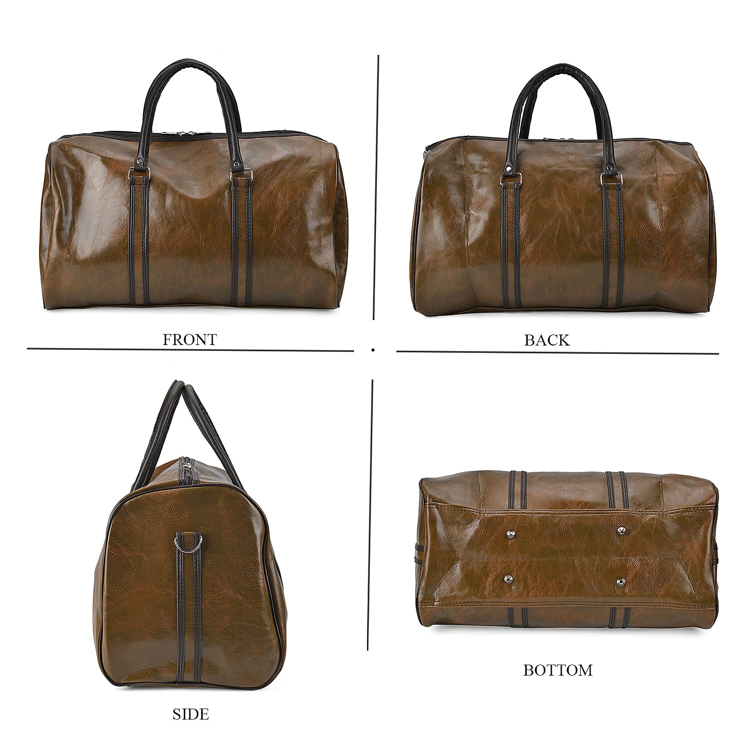 Designer Inspired Travel Duffle Bag with Shoulder Strap - Grey