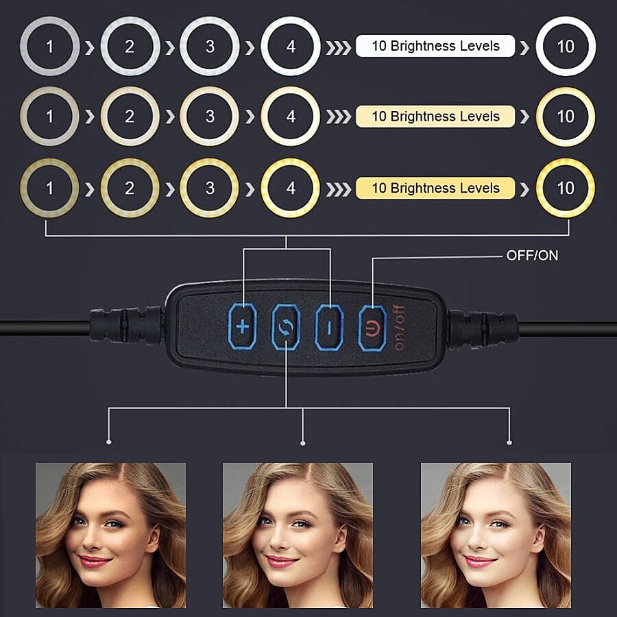 Desktop Dimmable Fill Ringlight with 3 Light Temperatures