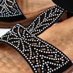 Diamante Trim Barbados Open Toe Embellished Sandal (Size 4) - Black