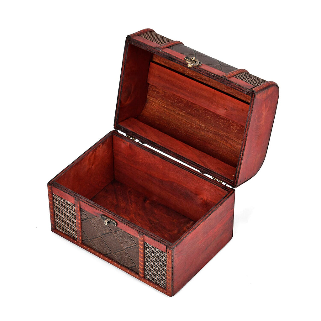 Classic Antique Style Diamond Pattern Wooden Storage Box (Size 21x16x14 cm) - Bronze