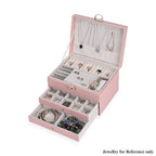3 Layer Quilted Jewellery Box With Lock & Key - Pink