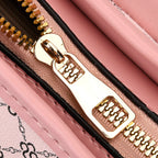 DESIGNER INSPIRED - Diamond Pattern Crossbody Bag with Chain Detail Strap - Pink
