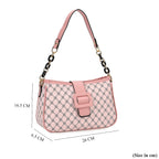 DESIGNER INSPIRED - Diamond Pattern Crossbody Bag with Chain Detail Strap - Pink