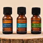 15ml Pure Essential Oil (Pack of 3 Eucalyptus, Peppermint and Tea Tree) - Green