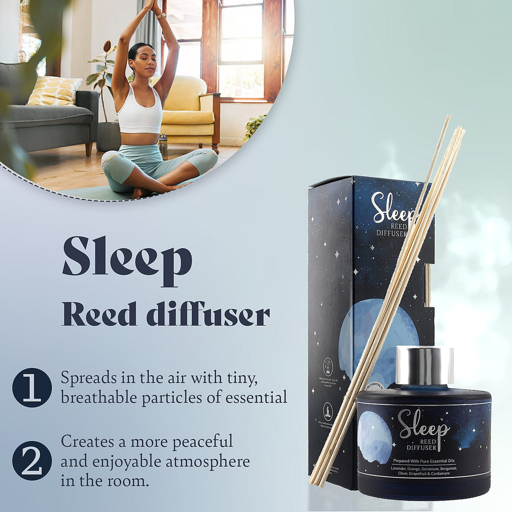 Essential Oil Reeds SLEEP Reed Diffuser (100ml) with 6 Reeds Blend of Pure Essential Oil ...