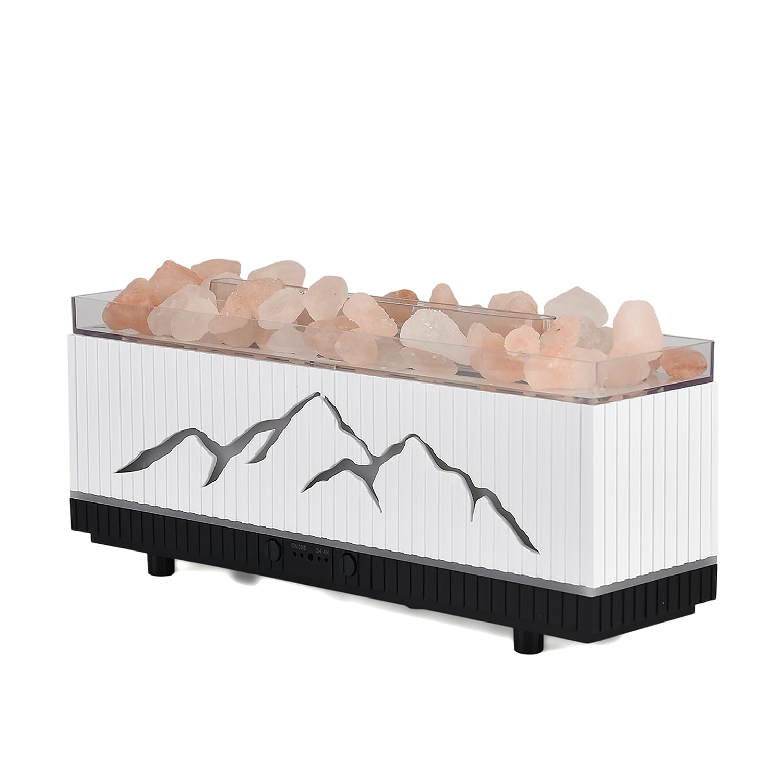 Bliss and Beyond Double Spray Diffuser with 10 Oils, Himalayan Salt Rocks - USB 5V Essential Oil Humidifier with Timer - 2-Colour LED Light - White