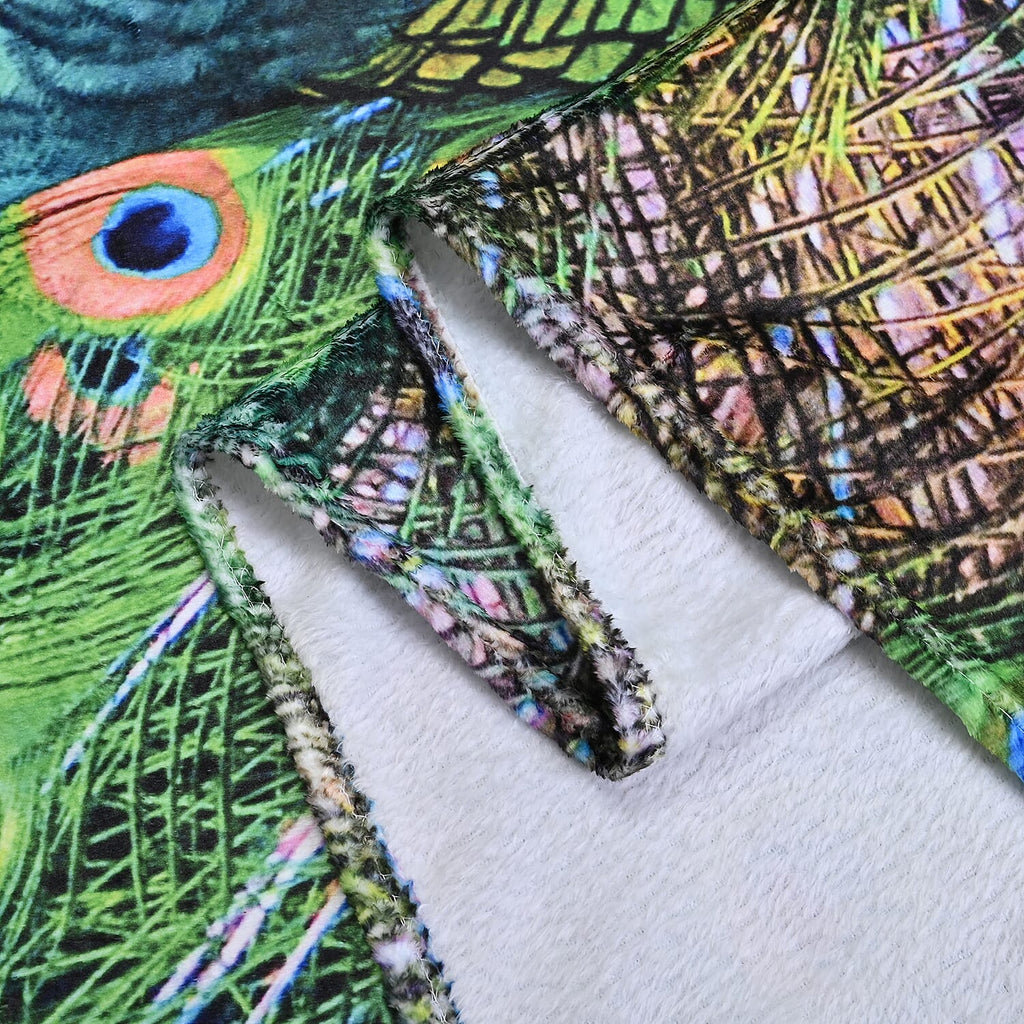 One Time Deal - Ultra-Soft Animal Print Blanket 240 GSM size 150x200-  Peacock