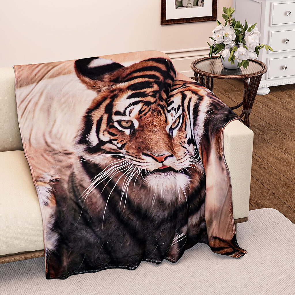 One Time Deal - Ultra-Soft Animal Print Blanket 240 GSM size 150x200-  Tiger