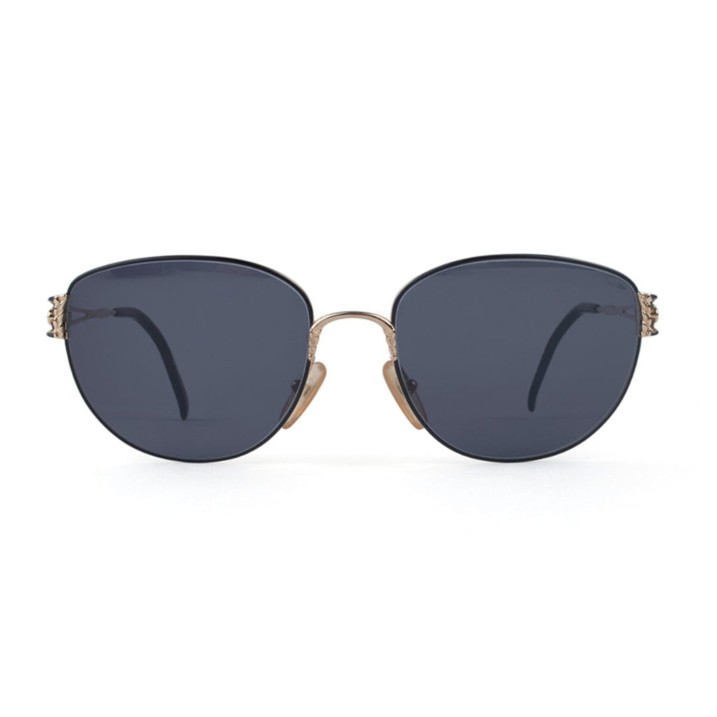 Dior Designer Branded Women Black and Gold Metal Cat-Eye Sunglasses with Grey Lenses