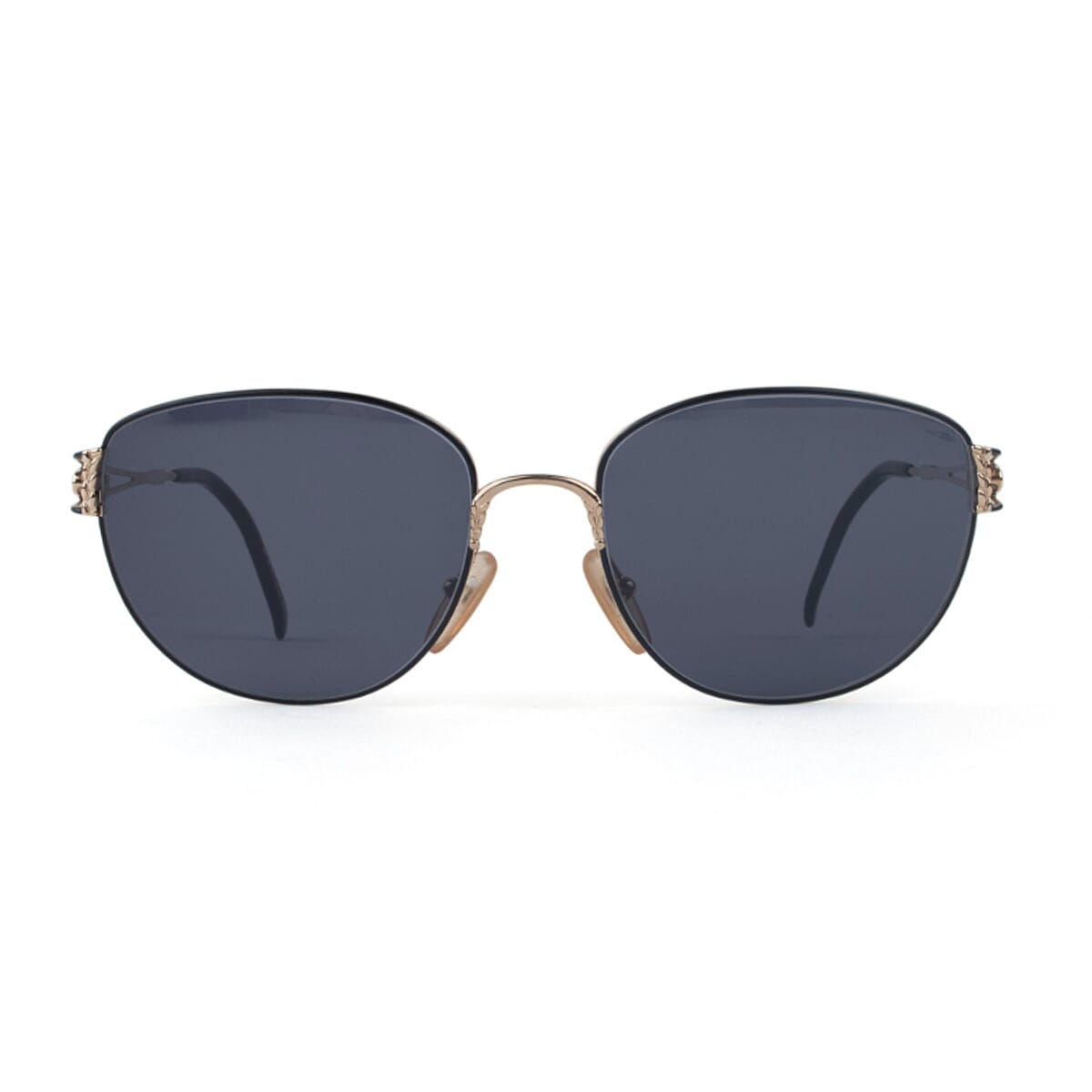 Dior Designer Branded Women Black and Gold Metal Cat-Eye Sunglasses with Grey Lenses