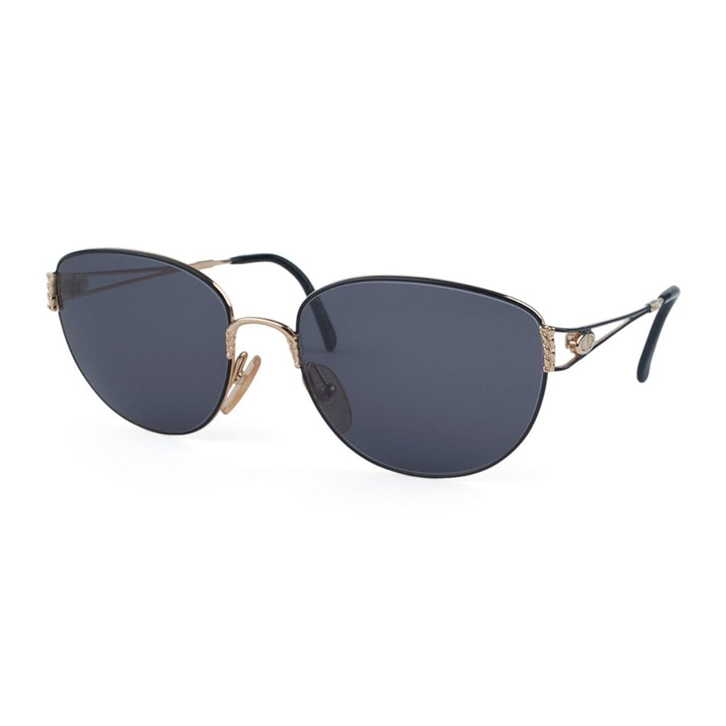 Dior Designer Branded Women Black and Gold Metal Cat-Eye Sunglasses with Grey Lenses