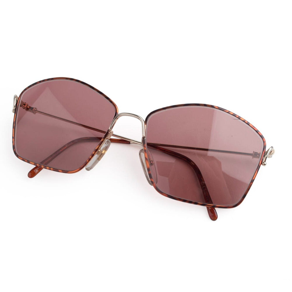 Dior Designer Unisex Rectangular Gold Sunglasses - Pink