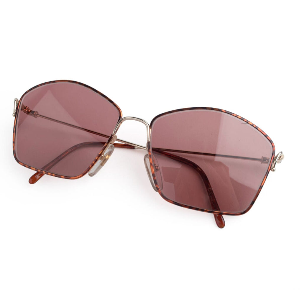 Dior Designer Unisex Rectangular Gold Sunglasses - Pink