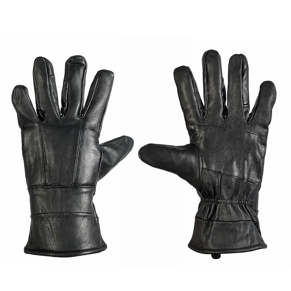 100% Genuine Leather Winter Gloves (Size Large) - Black