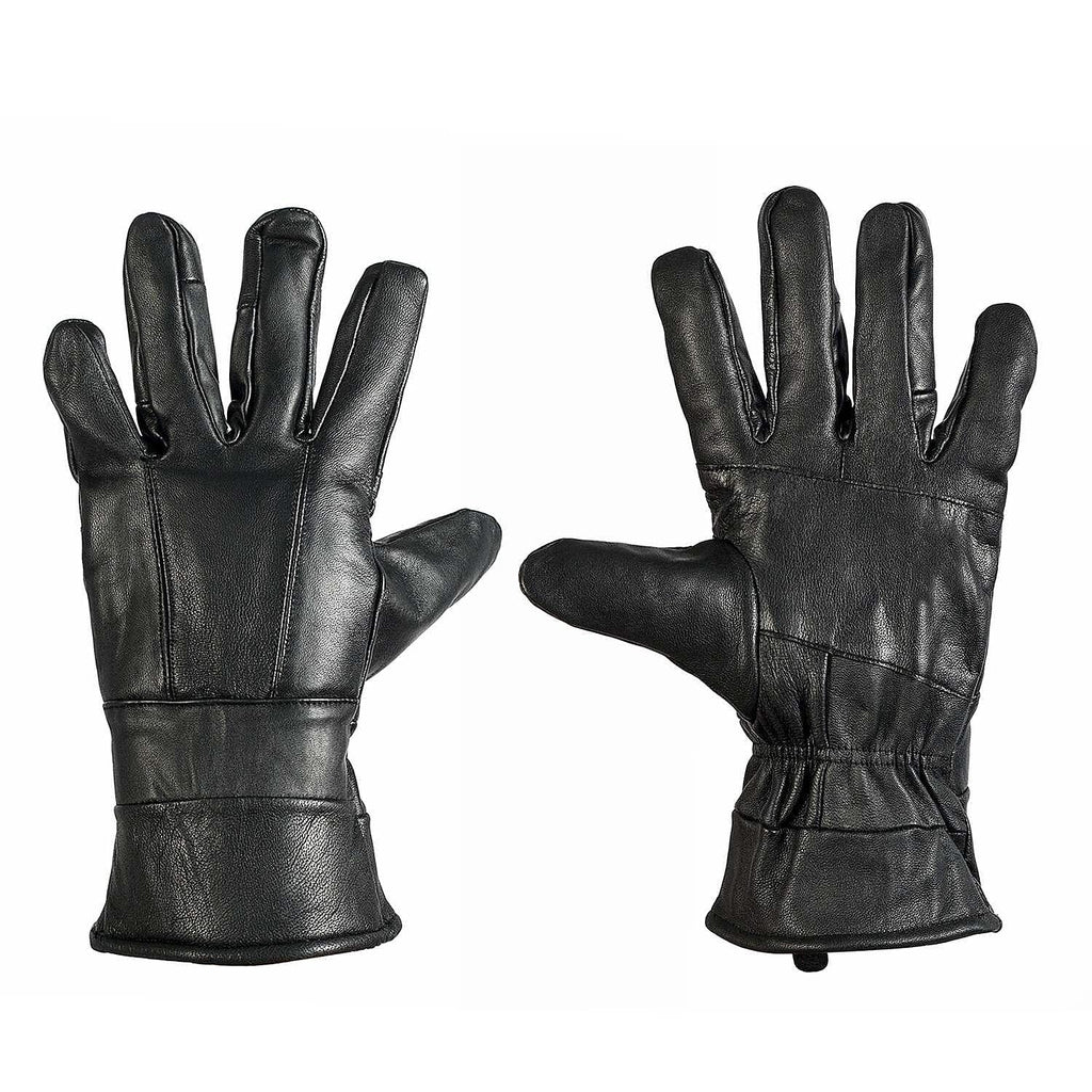 100% Genuine Leather Winter Gloves (Size Large) - Black