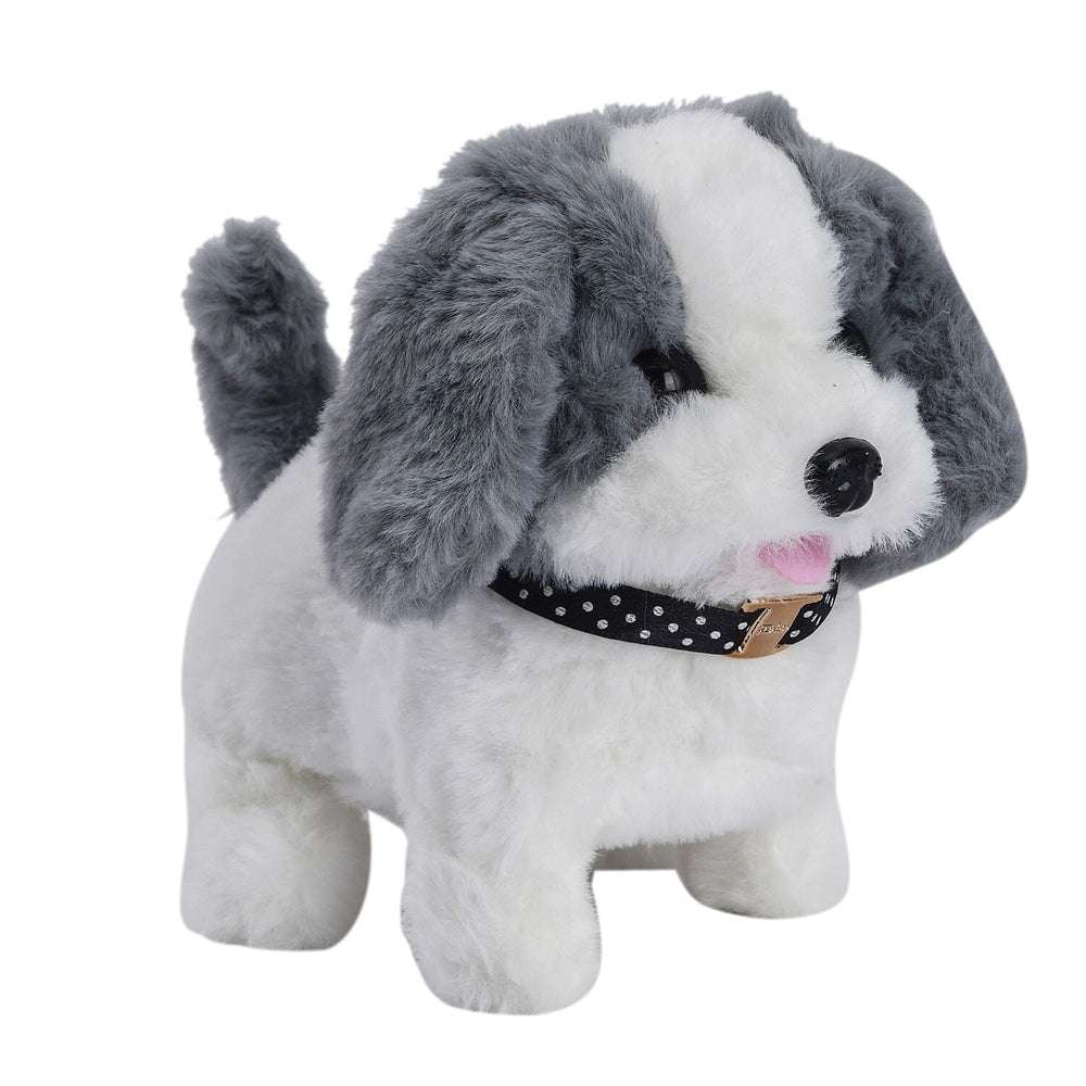 Doorbuster - Electric Walking Plush Dog Toy - Grey (Size 18x15x13 cm, 2 AA Battery Not Incl.)