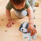 Doorbuster - Electric Walking Plush Dog Toy - Grey (Size 18x15x13 cm, 2 AA Battery Not Incl.)