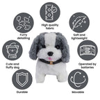 Doorbuster - Electric Walking Plush Dog Toy - Grey (Size 18x15x13 cm, 2 AA Battery Not Incl.)