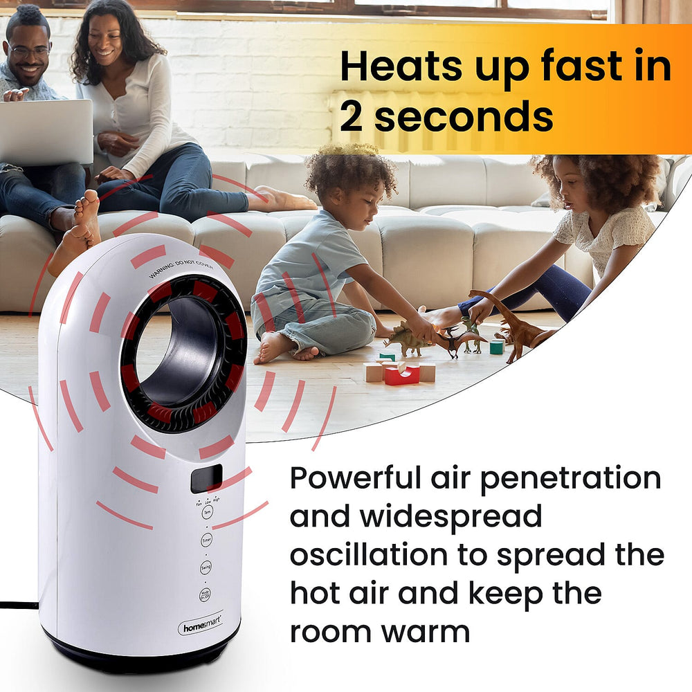 Homesmart 2 in 1 Bladeless Heater and Fan with Remote Control Supporting 60 Degree Wide Angle Oscillation with LED indicator Display
