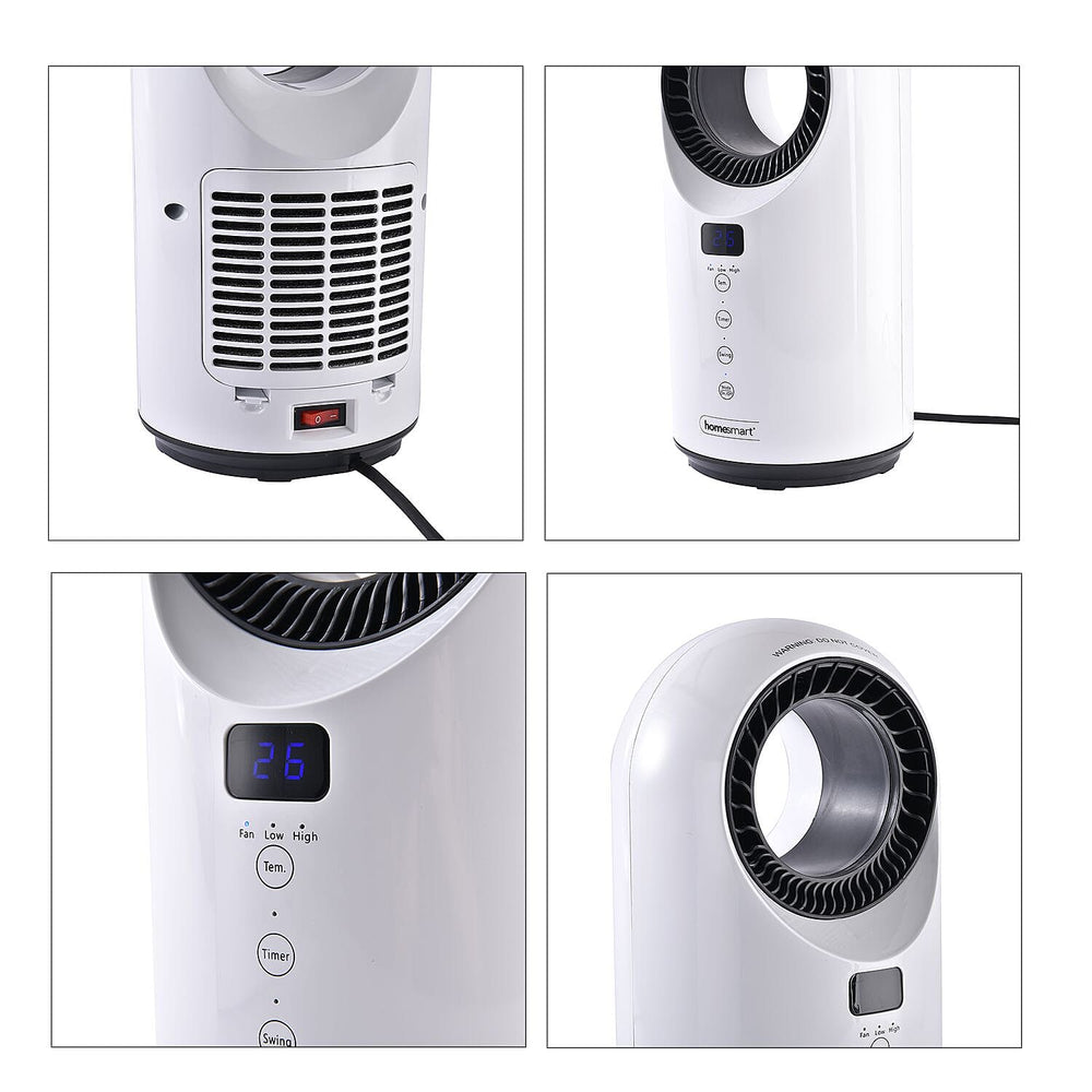 Homesmart 2 in 1 Bladeless Heater and Fan with Remote Control Supporting 60 Degree Wide Angle Oscillation with LED indicator Display