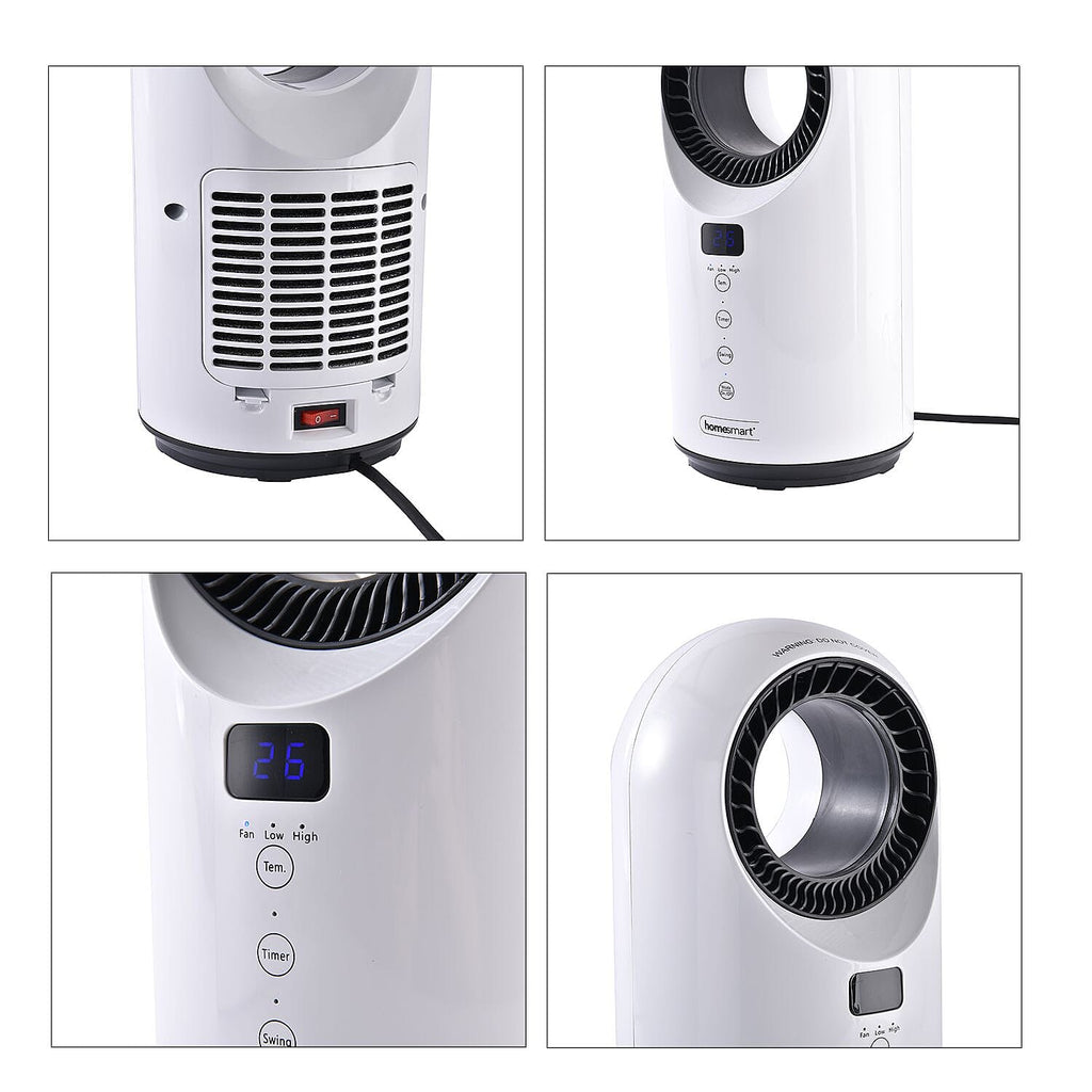 Homesmart 2 in 1 Bladeless Heater and Fan with Remote Control Supporting 60 Degree Wide Angle Oscillation with LED indicator Display