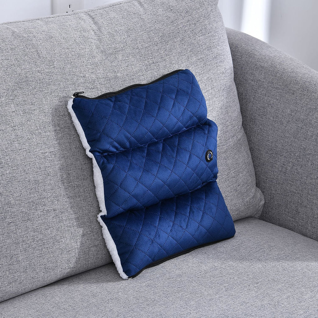 Doorbuster - Homesmart 2 in 1 Vibrating Massage Foldable Pillow (Size 38x33x6 Cm) - Navy - Requires 2AA Batteries (Not Included)