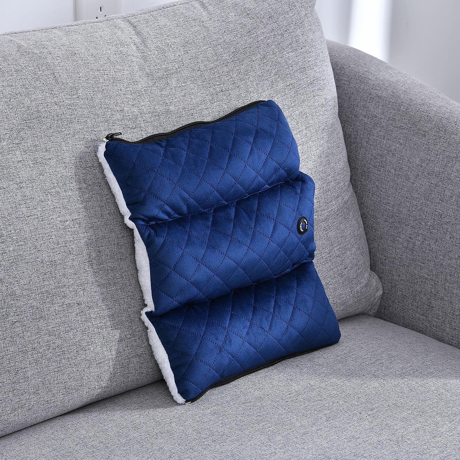Doorbuster - Homesmart 2 in 1 Vibrating Massage Foldable Pillow (Size 38x33x6 Cm) - Navy - Requires 2AA Batteries (Not Included)