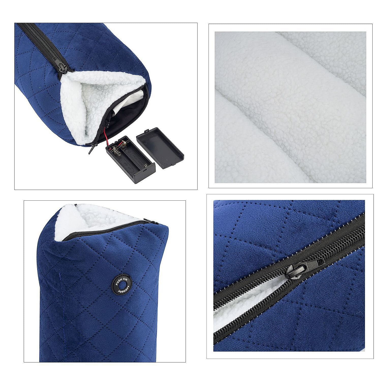 Doorbuster - Homesmart 2 in 1 Vibrating Massage Foldable Pillow (Size 38x33x6 Cm) - Navy - Requires 2AA Batteries (Not Included)