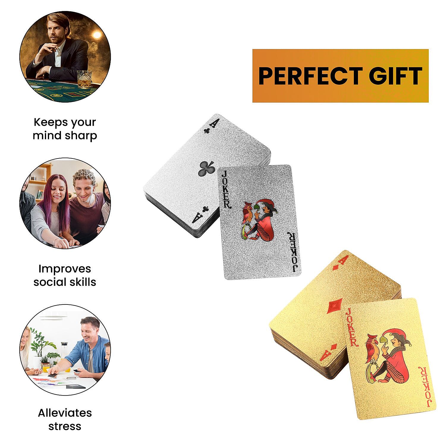 Value Bundle - Pack of 2 Gold and Silver Plated Playing Cards