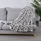 Super Soft Faux Chinchilla Fur Double Layer Blanket with Sherpa Lining (Size 200x150 cm) - White