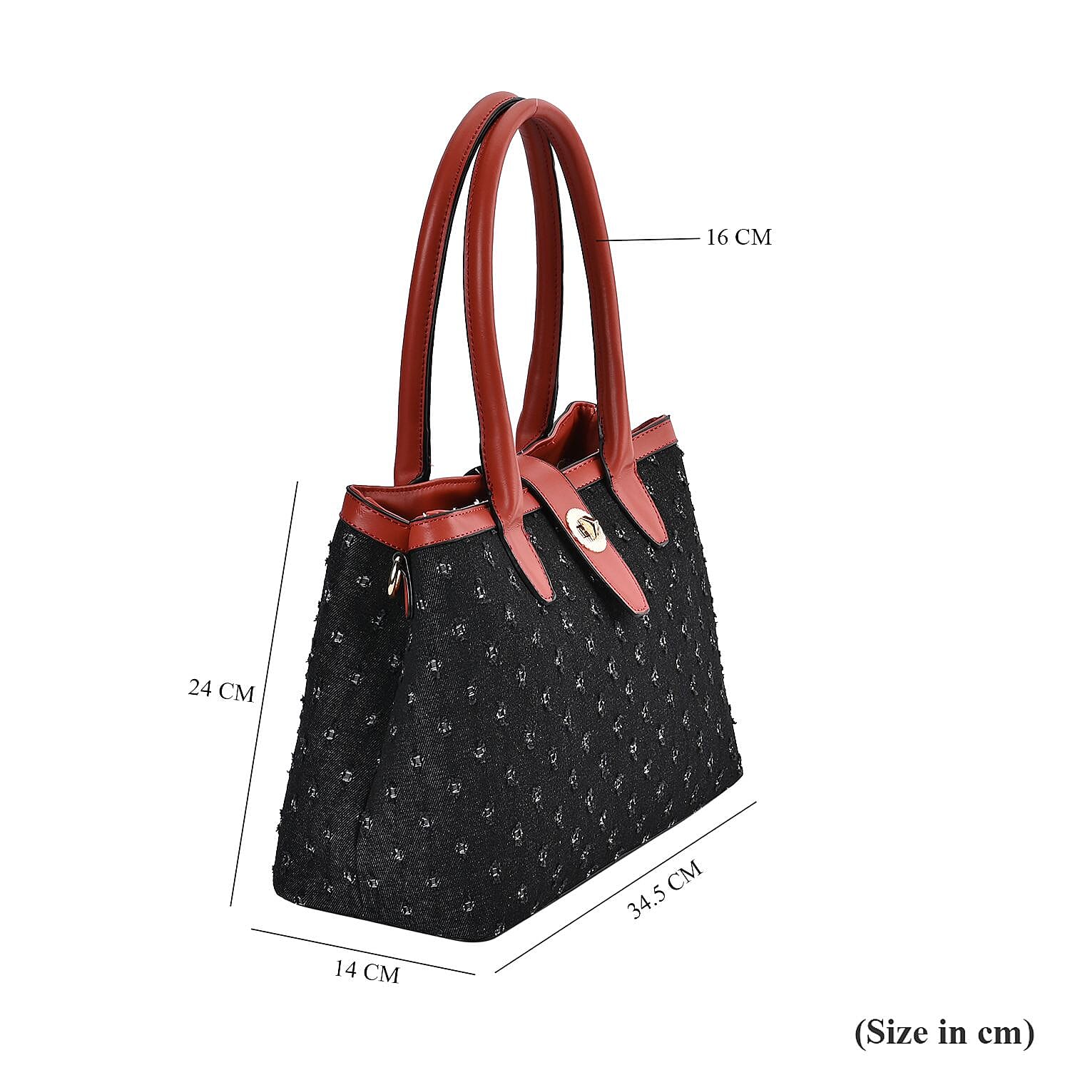 Dot Pattern Crossbody Bag With 2 Exterior Zipper Pockets - Handle Drop - Black