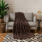 HUSH HAVEN Ultra Luxurious Double Layer Super Soft Faux Fur Leopard Print Blanket 500 GSM for Sumptuous Warmth (180x150 cm) - Dark Brown