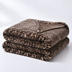 HUSH HAVEN Ultra Luxurious Double Layer Super Soft Faux Fur Leopard Print Blanket 500 GSM for Sumptuous Warmth (180x150 cm) - Dark Brown