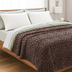 HUSH HAVEN Ultra Luxurious Double Layer Super Soft Faux Fur Leopard Print Blanket 500 GSM for Sumptuous Warmth (180x150 cm) - Dark Brown