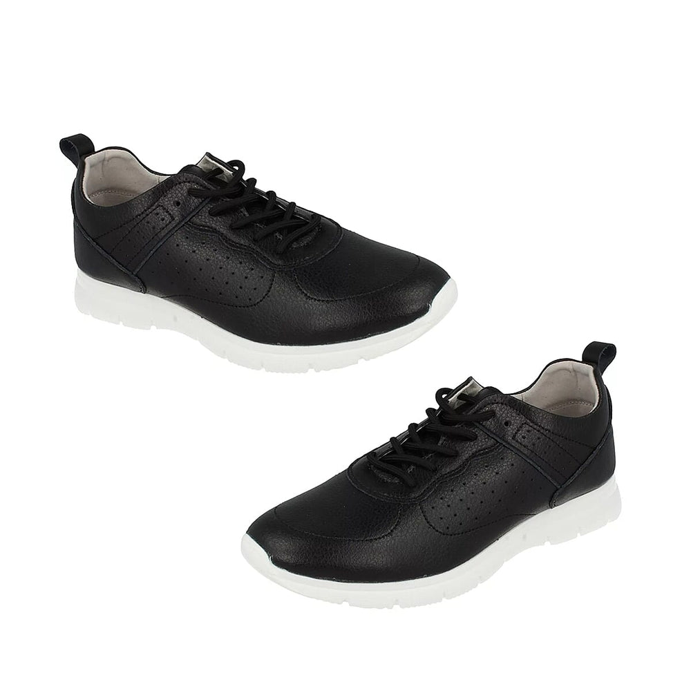 Down to Earth Ladies Light Weight Lace Up Trainers (Size 3) - Black