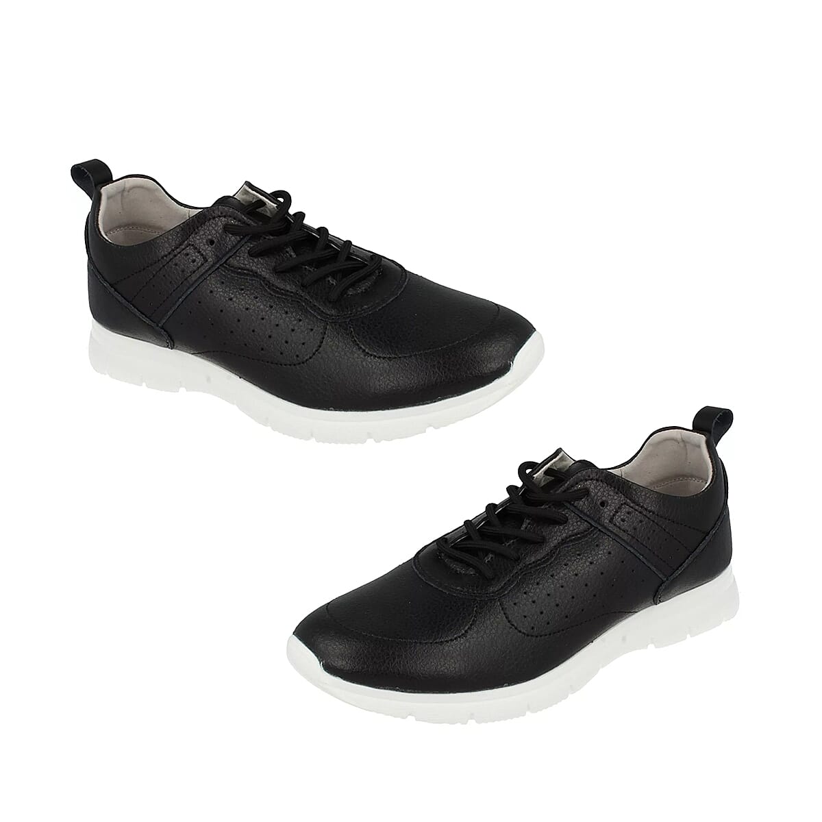 Down to Earth Ladies Light Weight Lace Up Trainers (Size 3) - Black