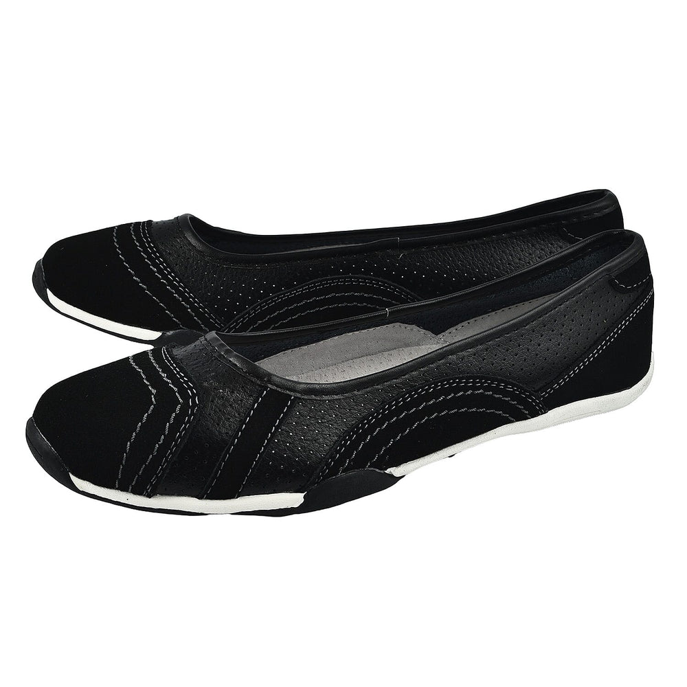 Down to Earth Ladies Leather Ballerina Shoe (Size 3) - Black