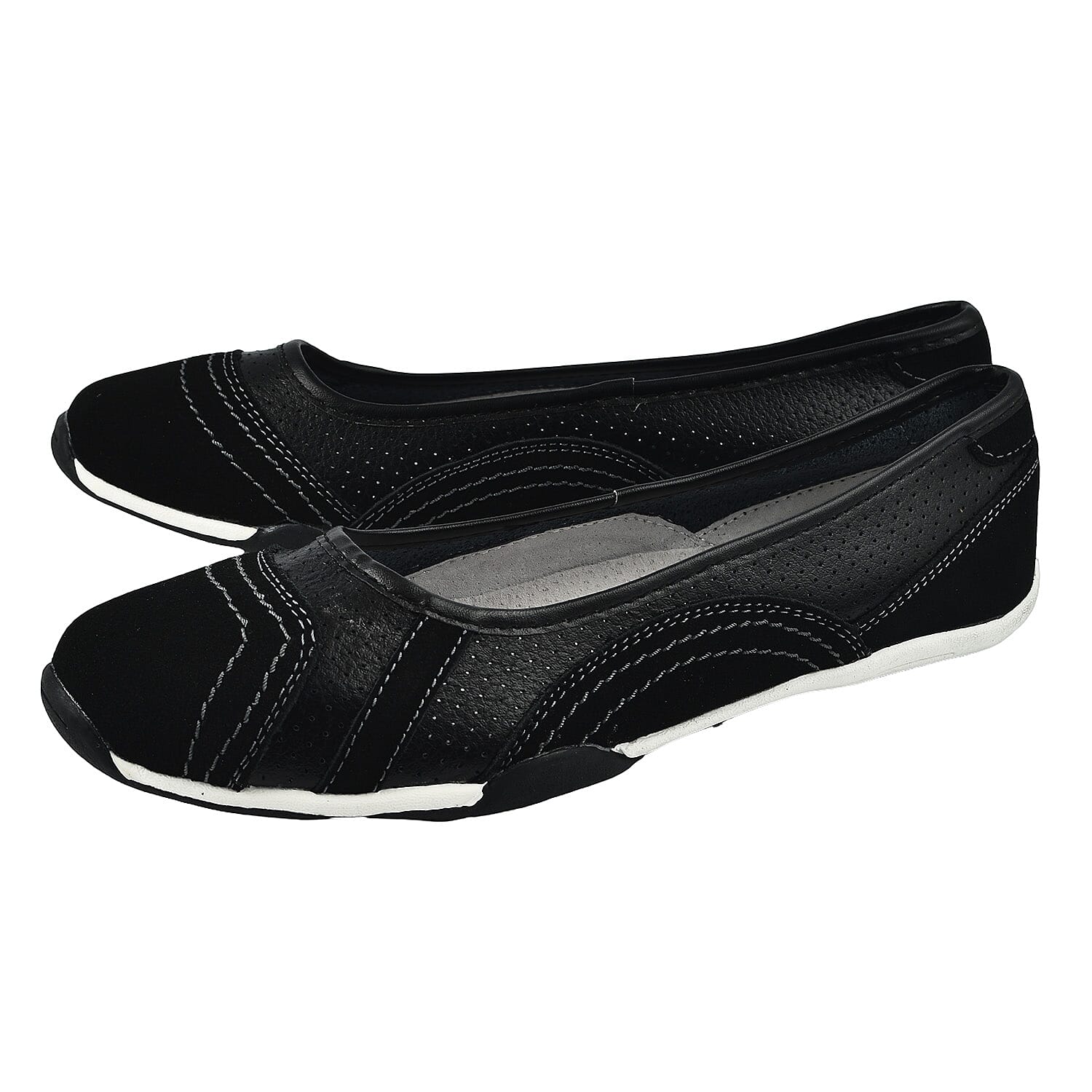 Down to Earth Ladies Leather Ballerina Shoe (Size 3) - Black