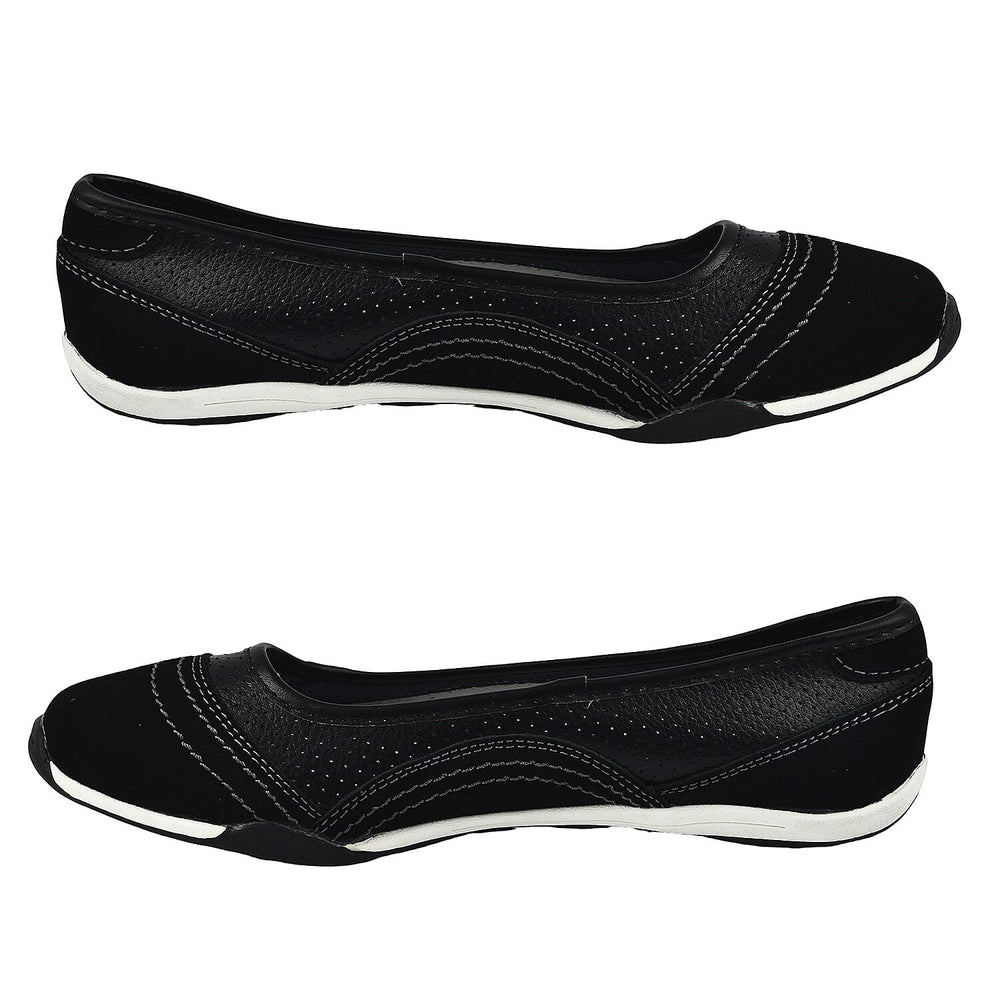 Down to Earth Ladies Leather Ballerina Shoe (Size 3) - Black