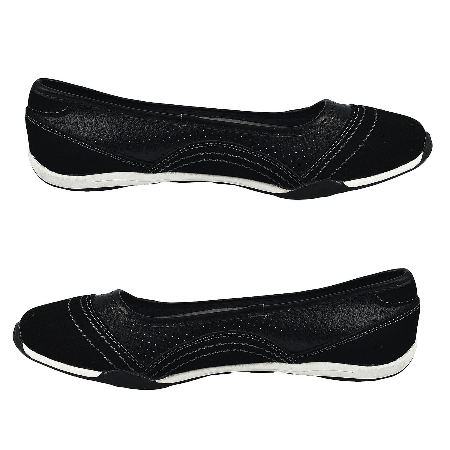 Down to Earth Ladies Leather Ballerina Shoe (Size 3) - Black