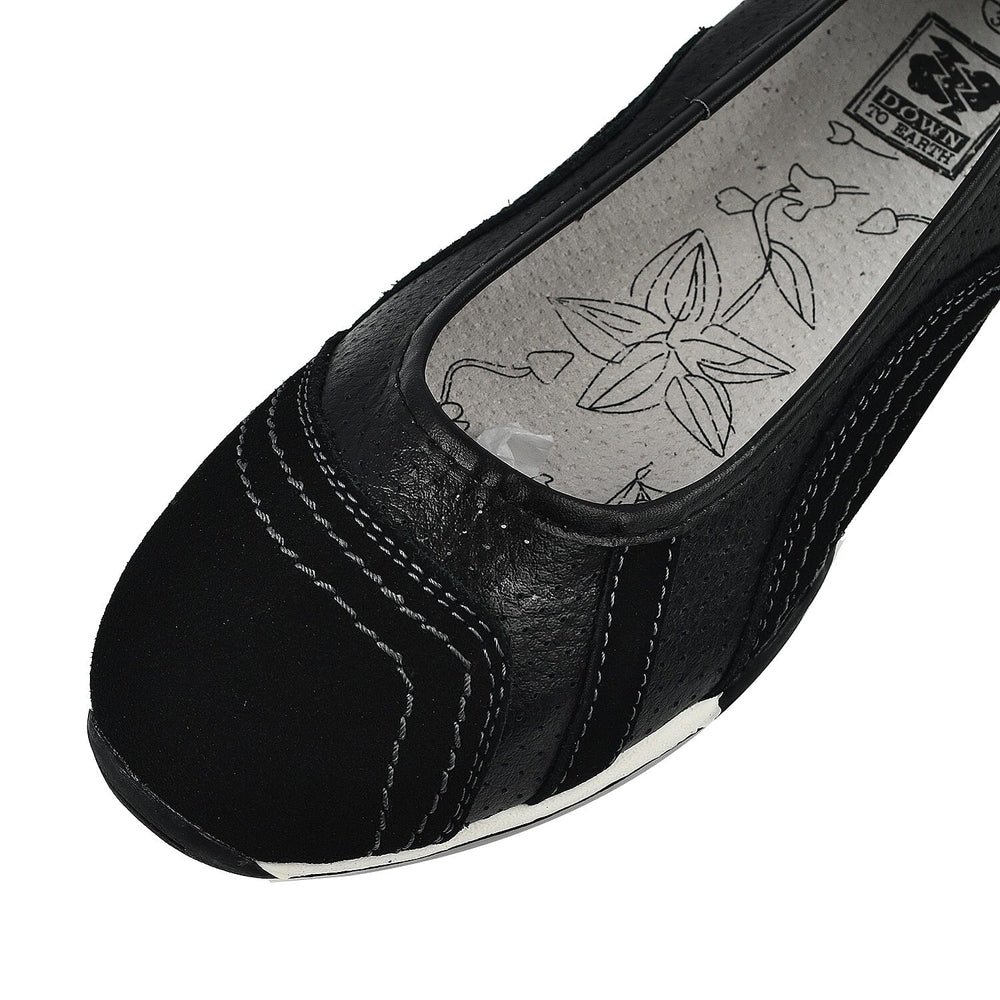 Down to Earth Ladies Leather Ballerina Shoe (Size 3) - Black