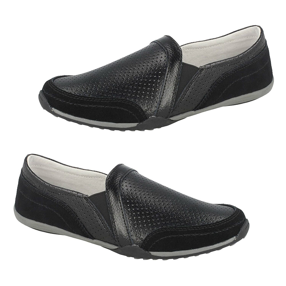 Down to Earth Leather Slip-on Shoes (Size 5) - Black
