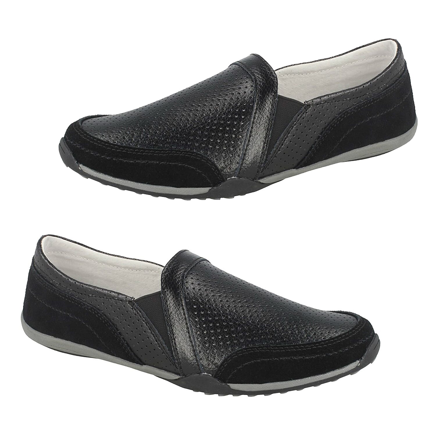 Down to Earth Leather Slip-on Shoes (Size 5) - Black