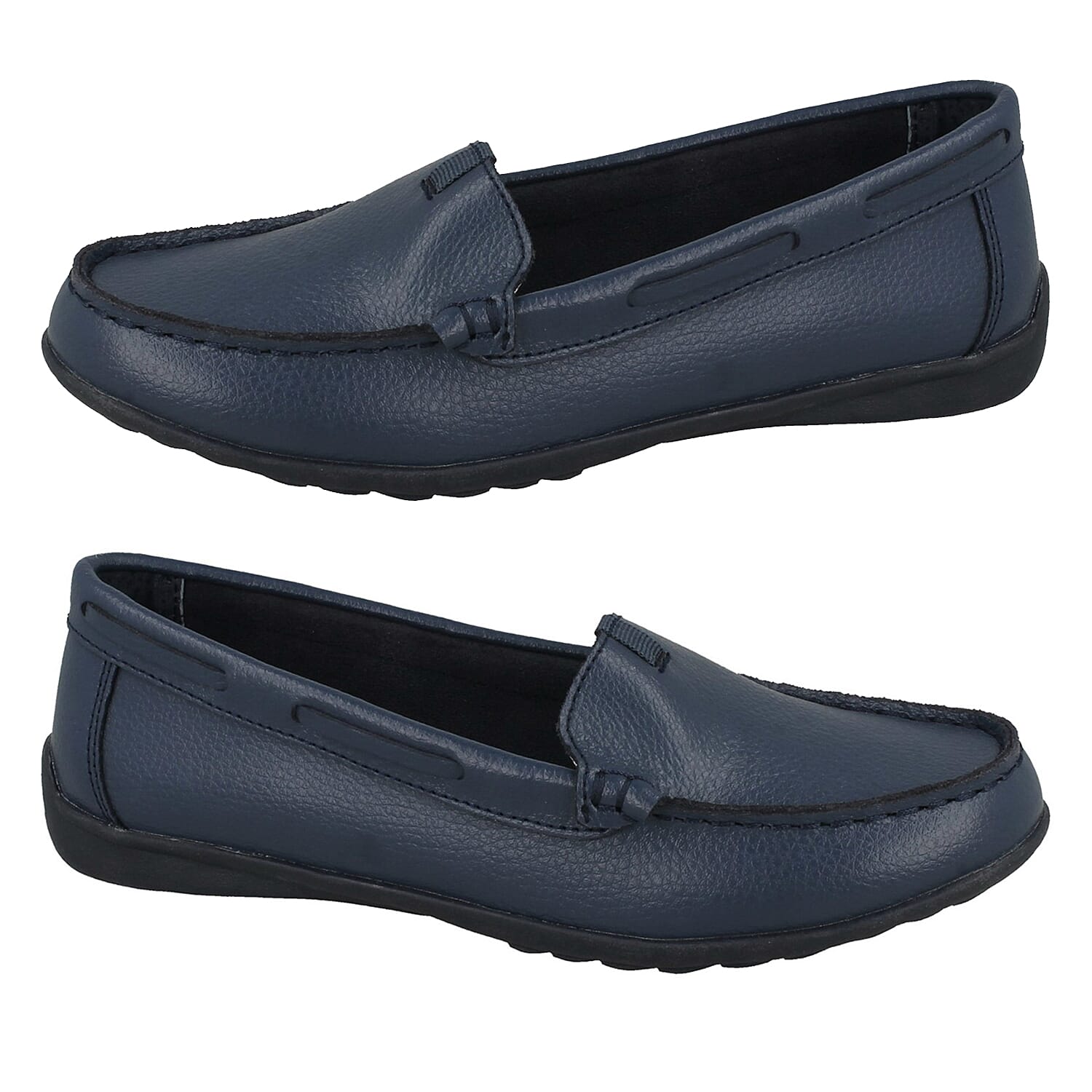 Down to Earth Leather Loafers (Size 7) - Navy
