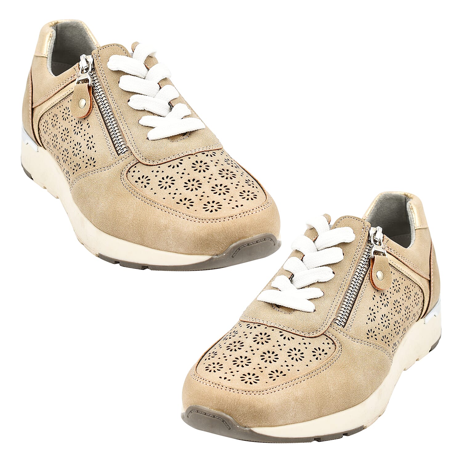 Dr Keller Detailed Trainers (Size 3) - Beige