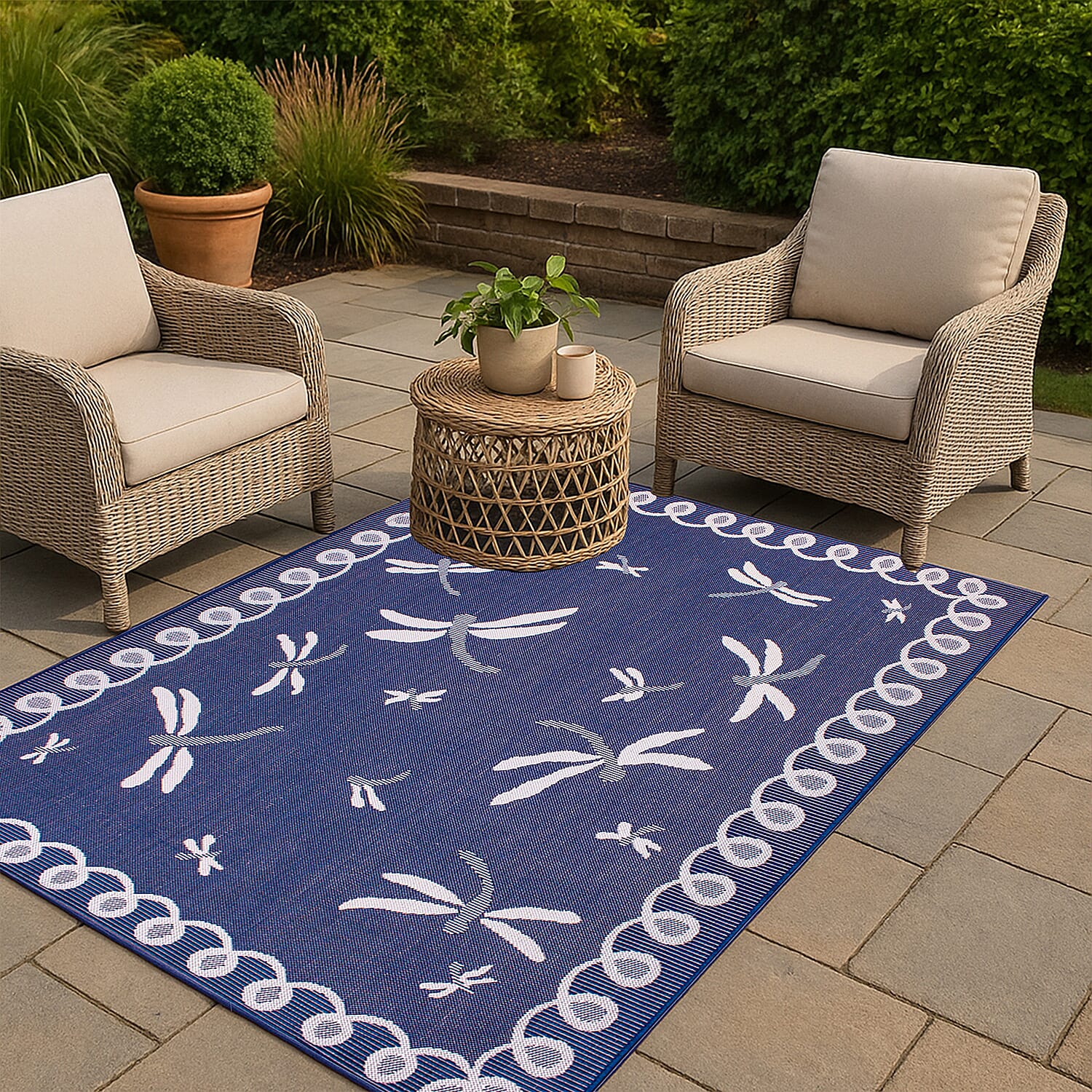 Polypropylene Rug and Door Mat (Size 1x1 cm) - Blue